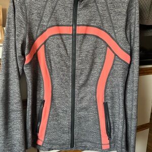 lululemon athletica Gray Zip-Front Utility Jacket with Coral Piping